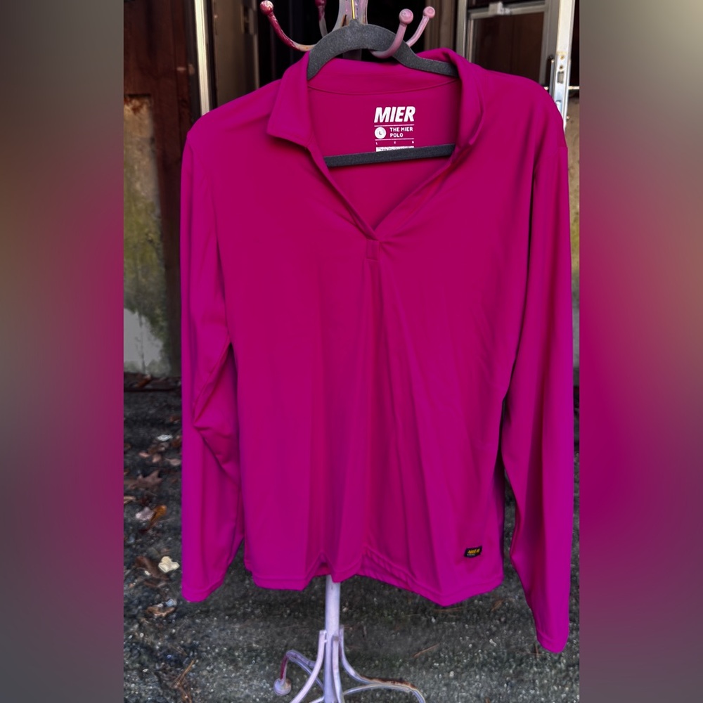 The Mier Polo Womens long sleeve Pink Shirt Size LARGE